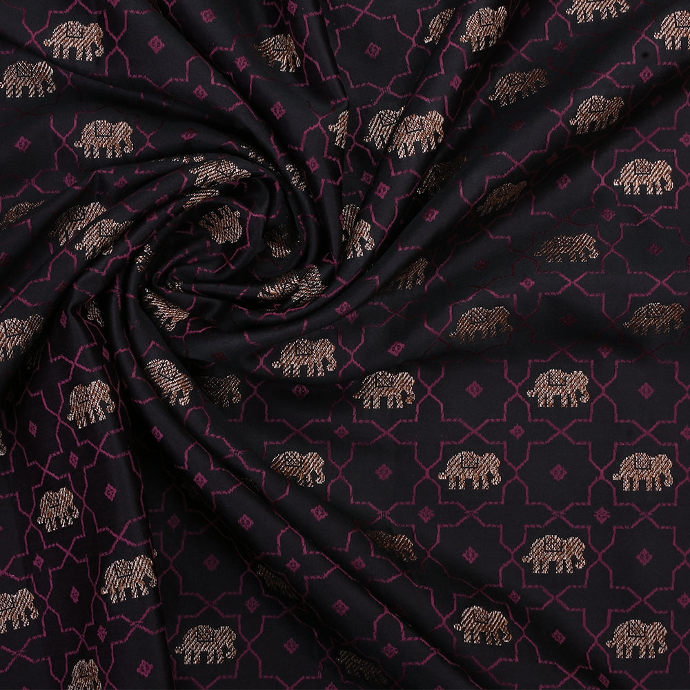 Dark Purple Geometrical Banarasi Fabric