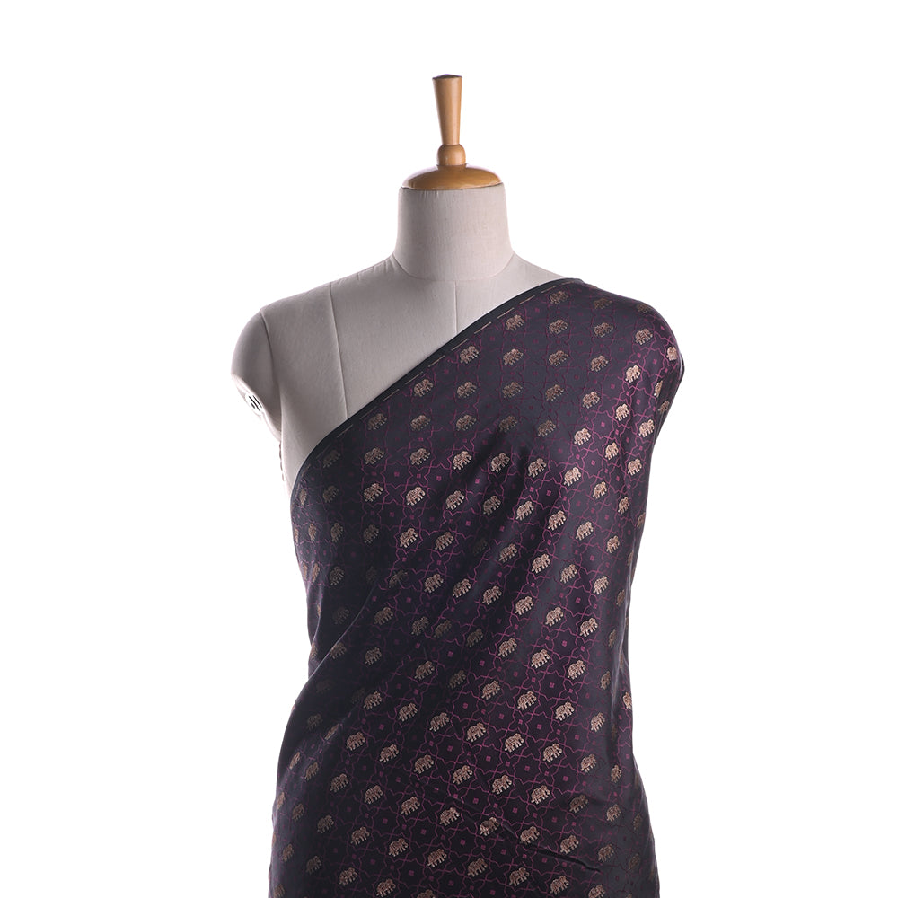 Dark Purple Geometrical Banarasi Fabric