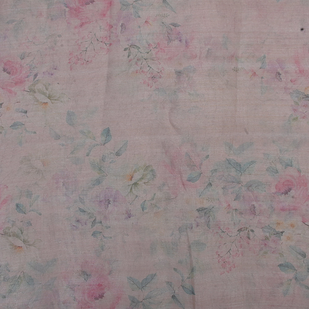 Rose White Floral Printed Organza Fabric