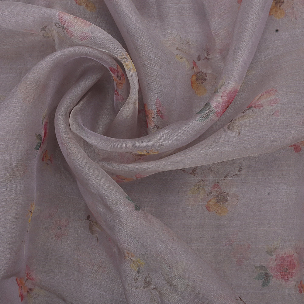 Languid Lavender Floral Printed Organza Fabric