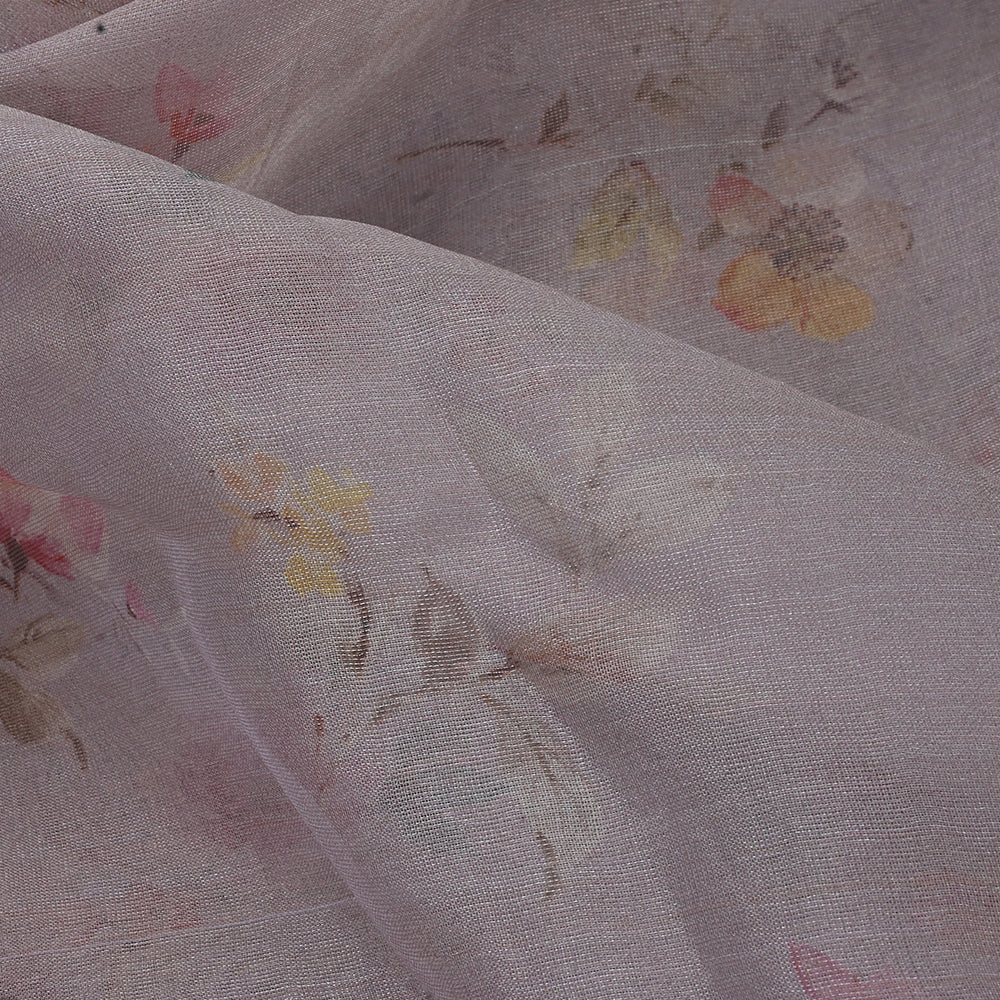 Languid Lavender Floral Printed Organza Fabric