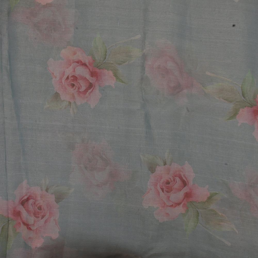 Marian Blue Floral Printed Organza Fabric