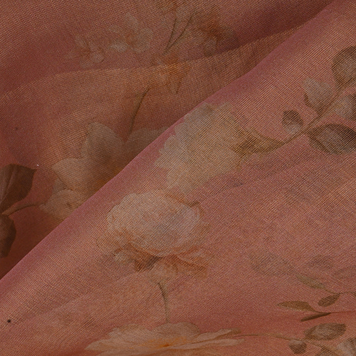 Candy Pink Floral Printed Tissue Fabric