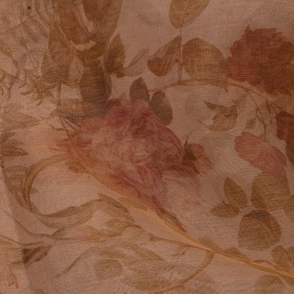 Pastel Apricot Peach Floral Printed Tissue Fabric