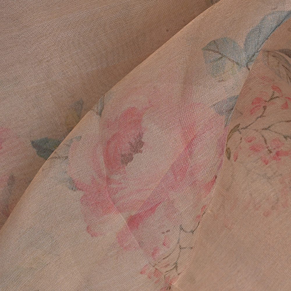 Pale Peach Floral Printed Tissue Fabric
