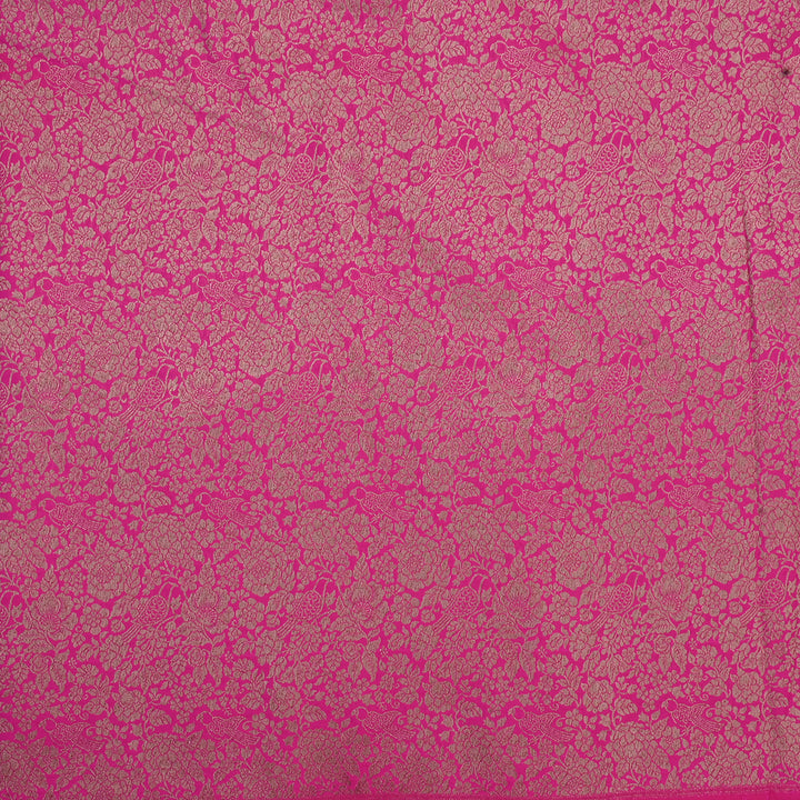 Bright Pink Banarasi Fabric With Floral Jaal Weaving