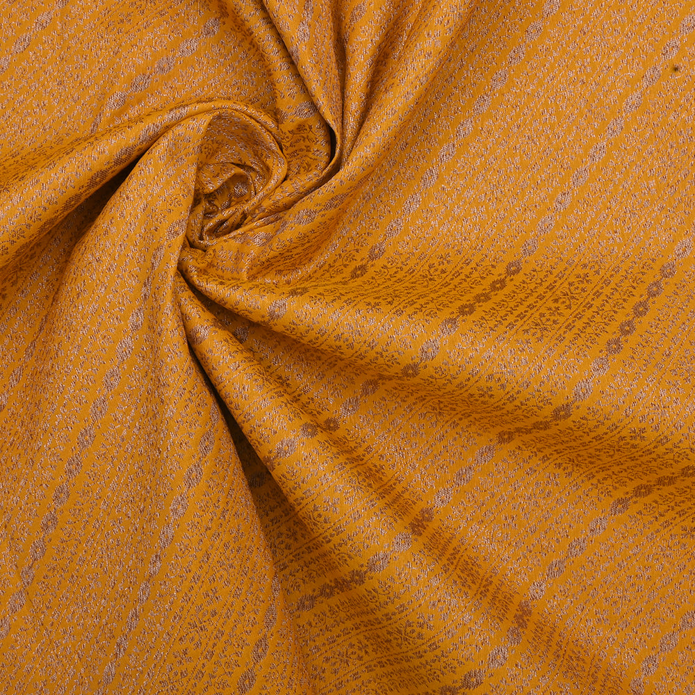 Amber Yellow Banarasi Fabric With Floral Weaving
