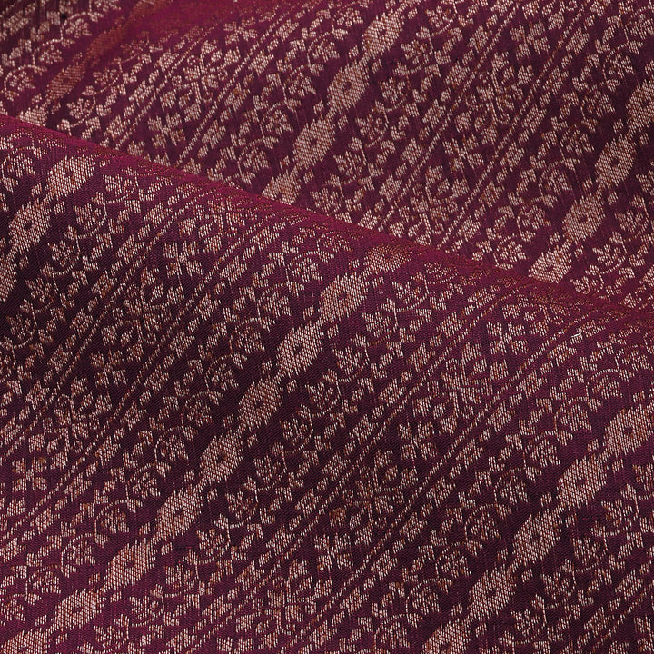 Cardinal Purple Banarasi Fabric With Floral Weaving