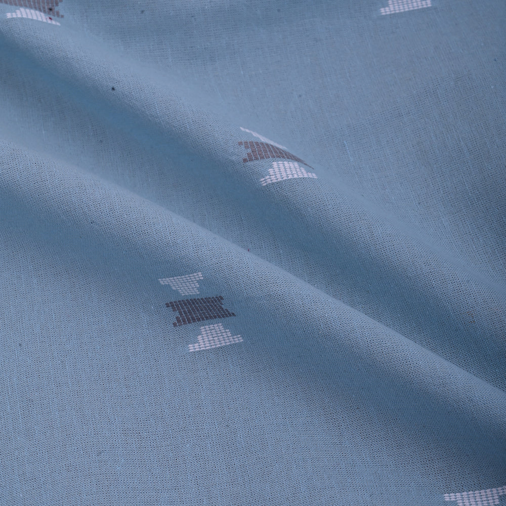Airforce Blue Cotton Fabric With Geometrical Buttis