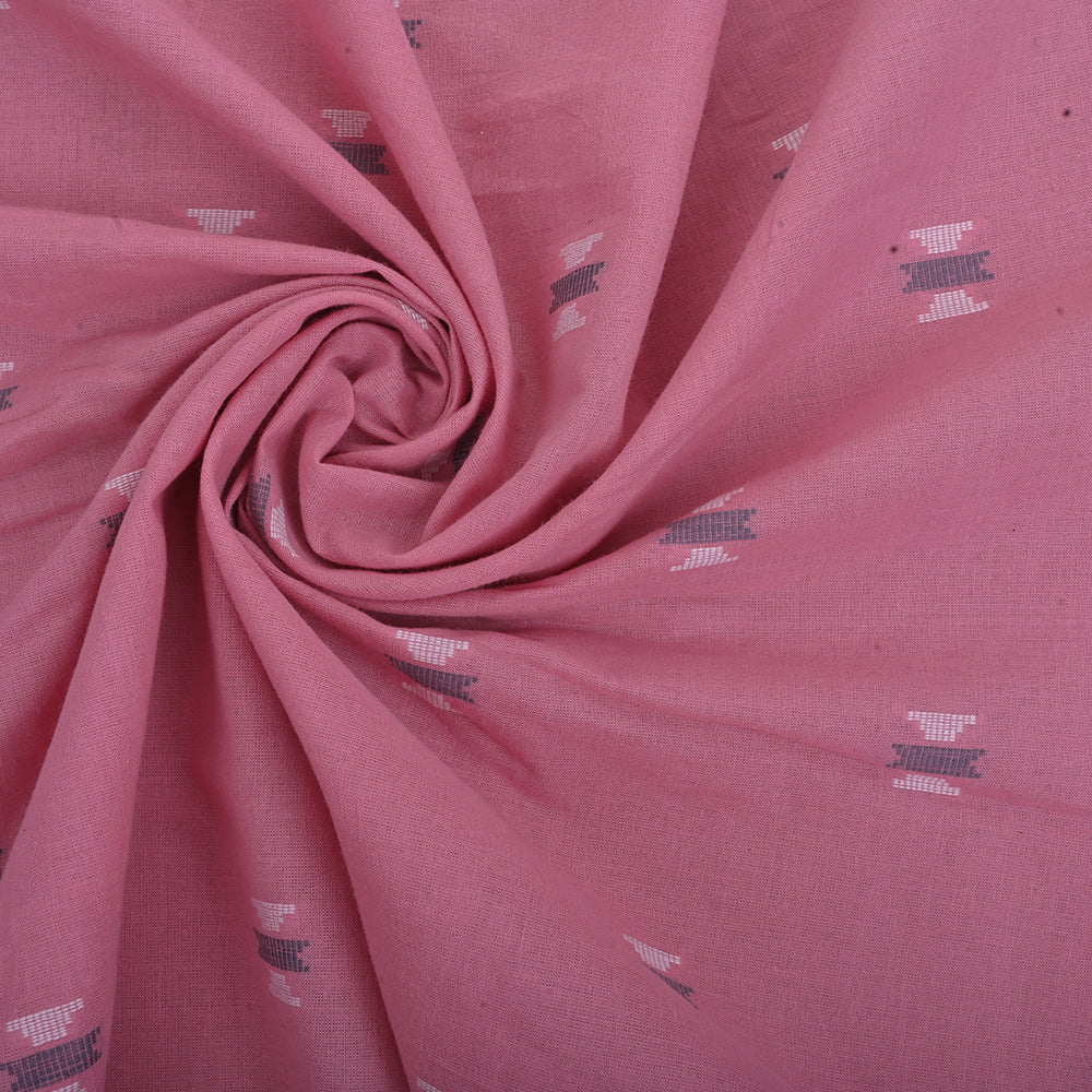 Light Pink Cotton Fabric With Geometrical Buttis