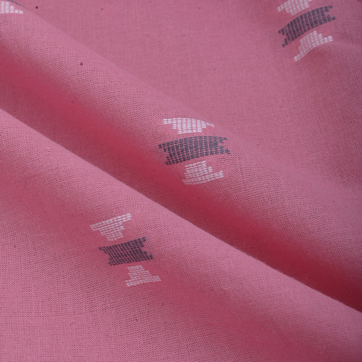 Light Pink Cotton Fabric With Geometrical Buttis