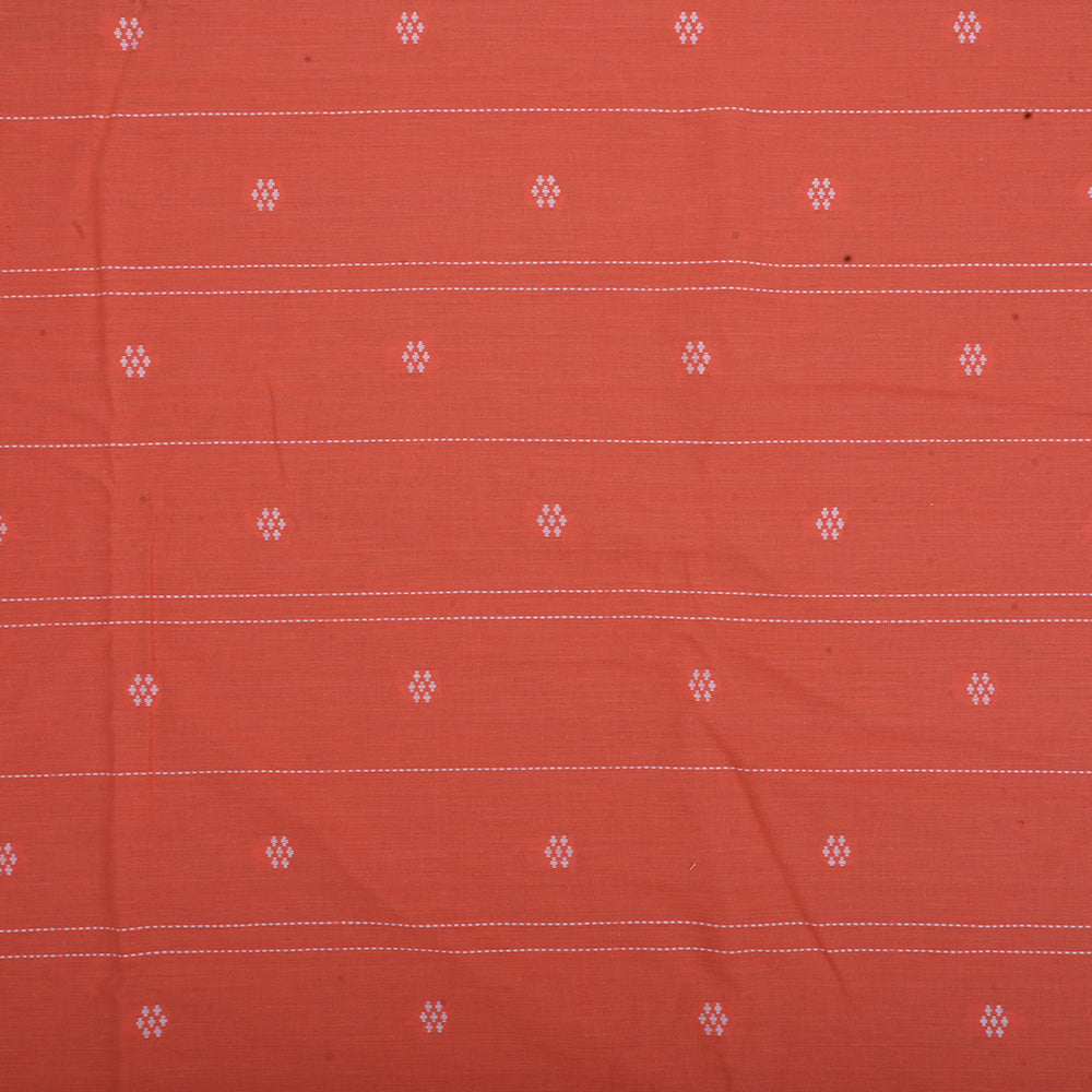 Chinese Orange Thread Embroidery Cotton Fabric