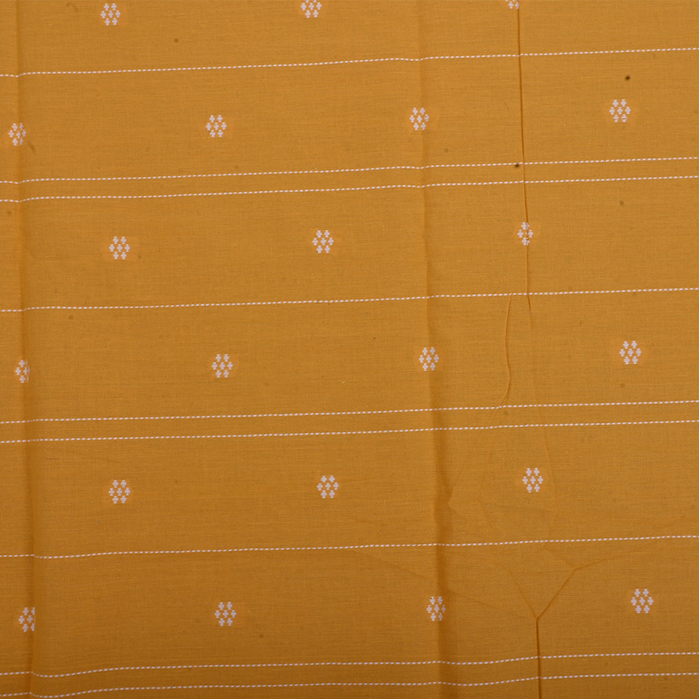 Mustard Yellow Cotton Fabric With Geometrical Pattern