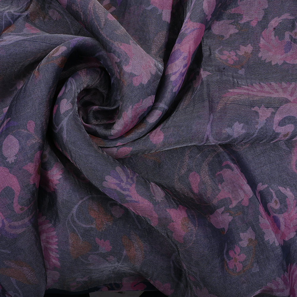 Violet Printed Organza Fabric