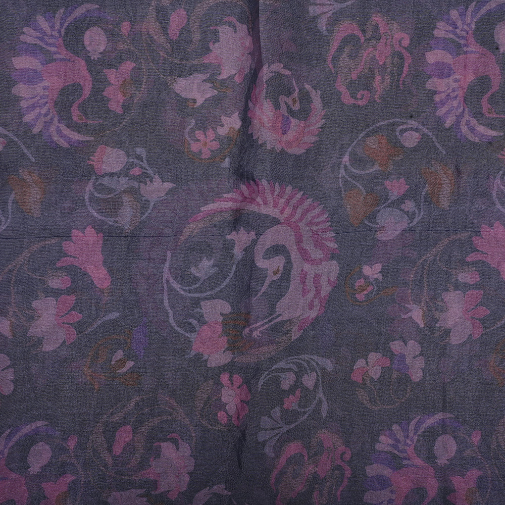 Violet Printed Organza Fabric