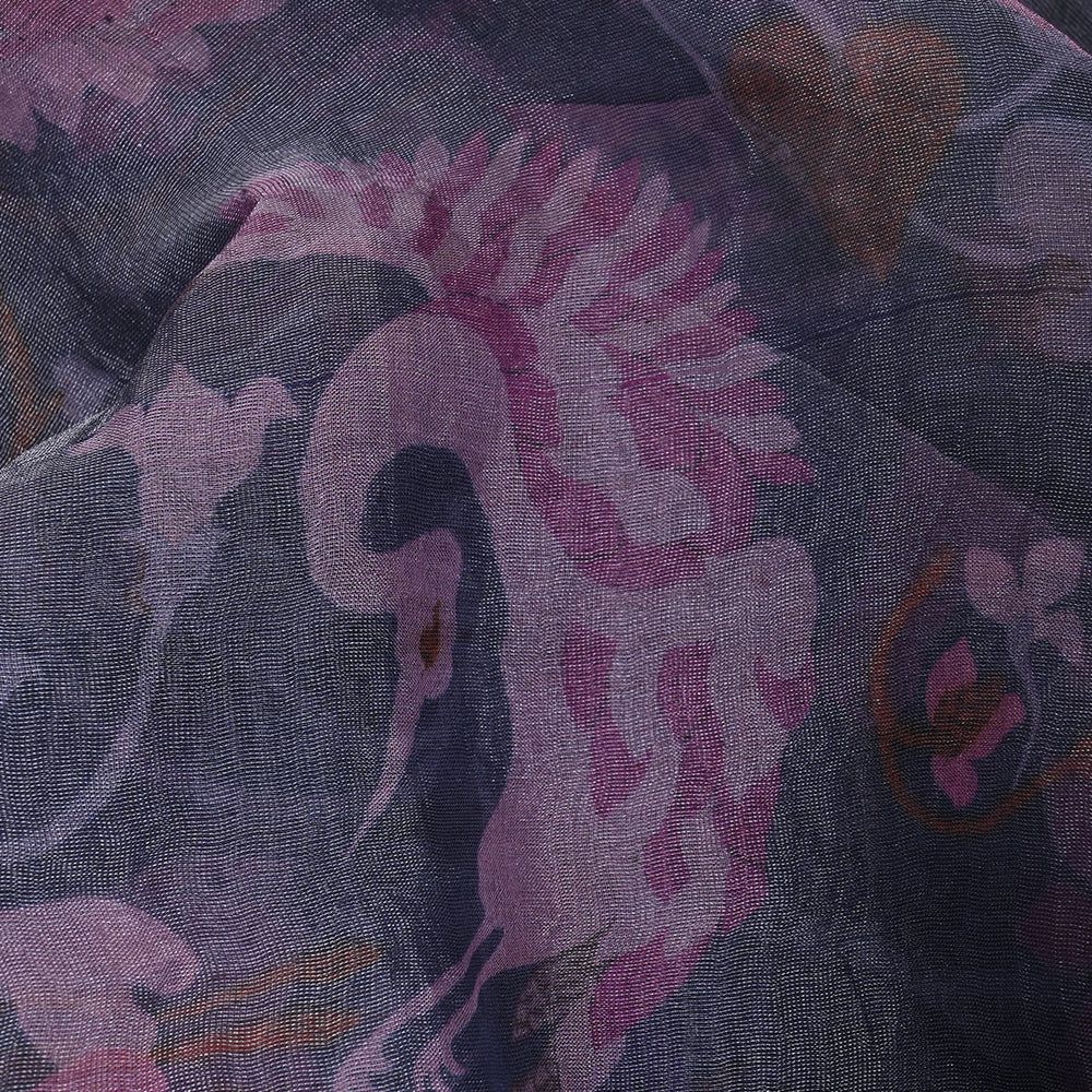 Violet Printed Organza Fabric