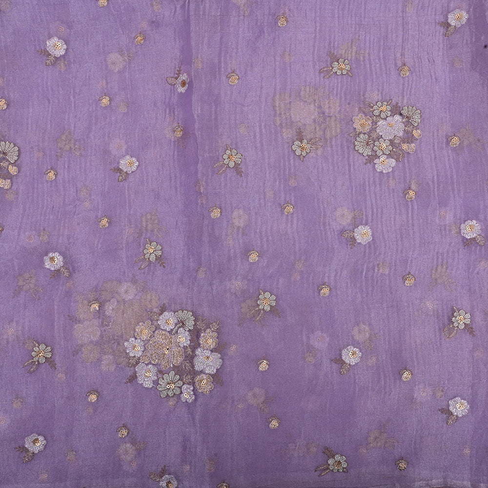 Periwinkle Purple Embroidery Organza Fabric
