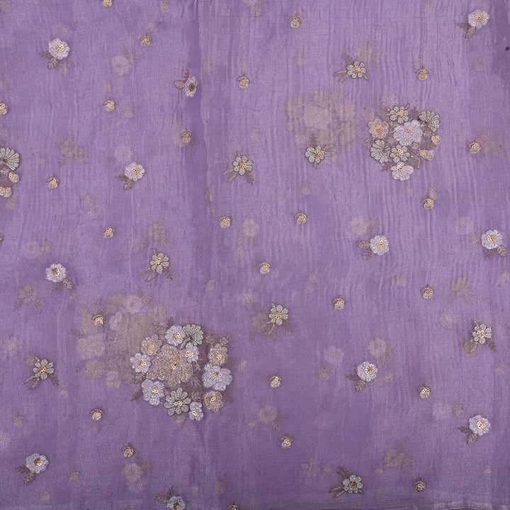 Periwinkle Purple Embroidery Organza Fabric
