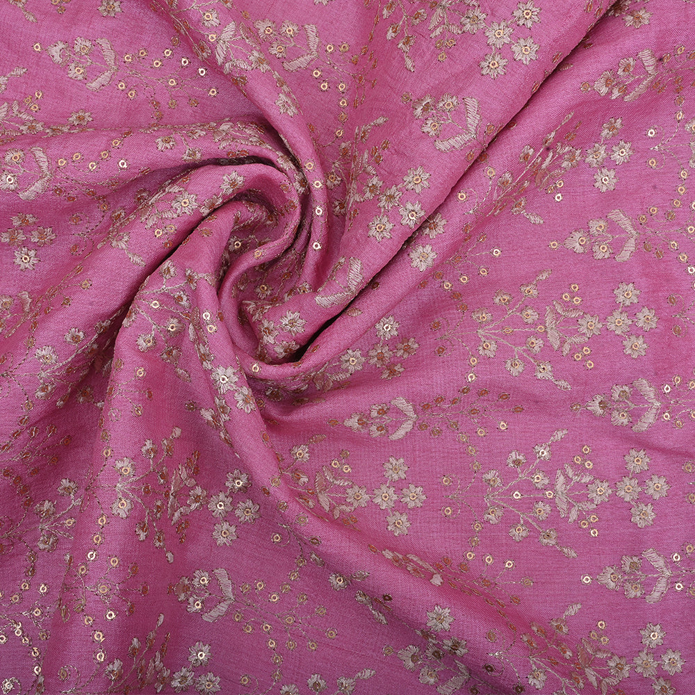 Super Pink Embroidery Tissue Fabric