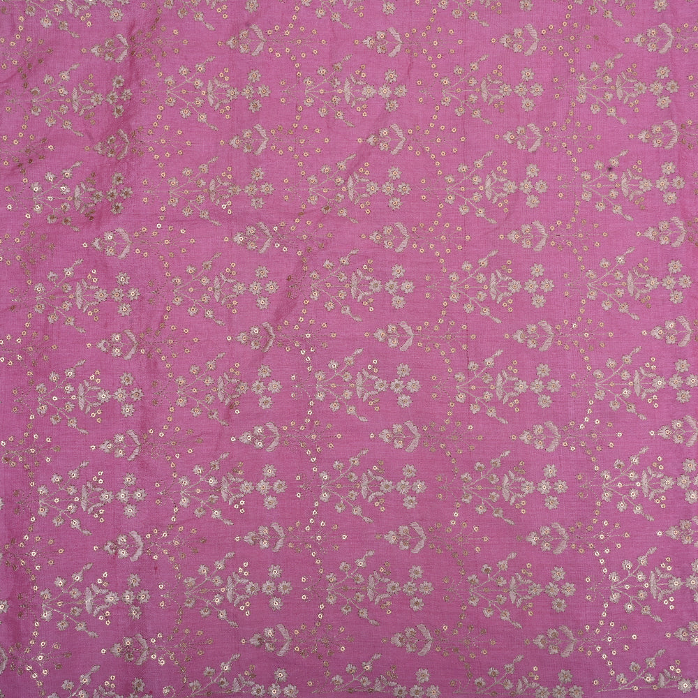 Super Pink Embroidery Tissue Fabric