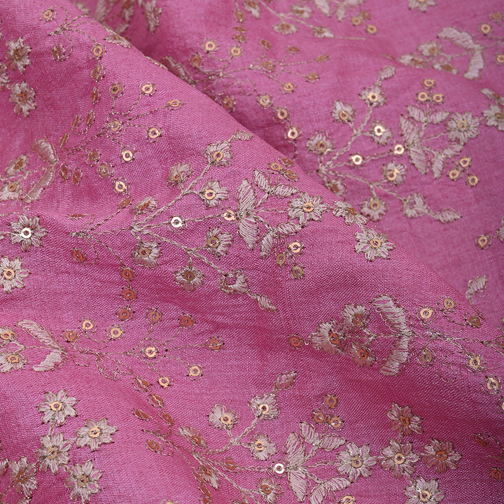 Super Pink Embroidery Tissue Fabric