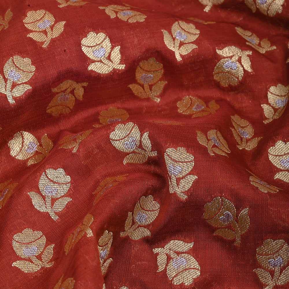 Auburn Brown Banarasi Fabric