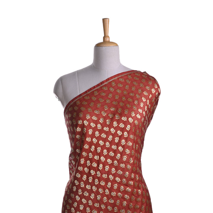Auburn Brown Banarasi Fabric