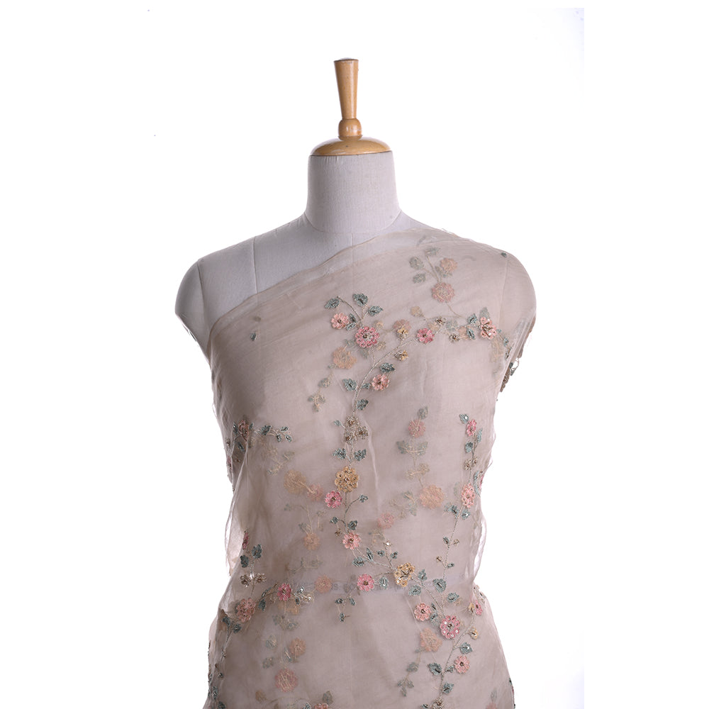 Lavender Blush Thread Embroidery Organza Fabric