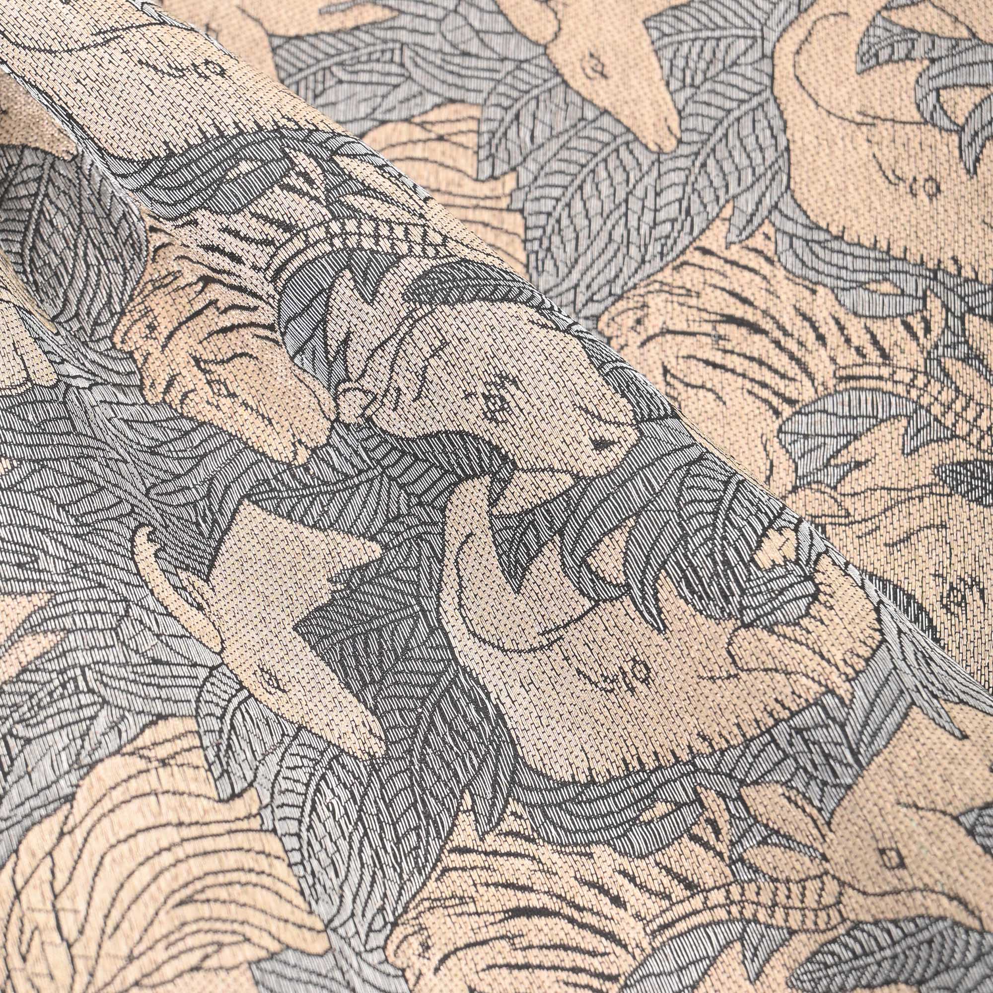 Onyx Black Banarasi Shikargah Weave Fabric