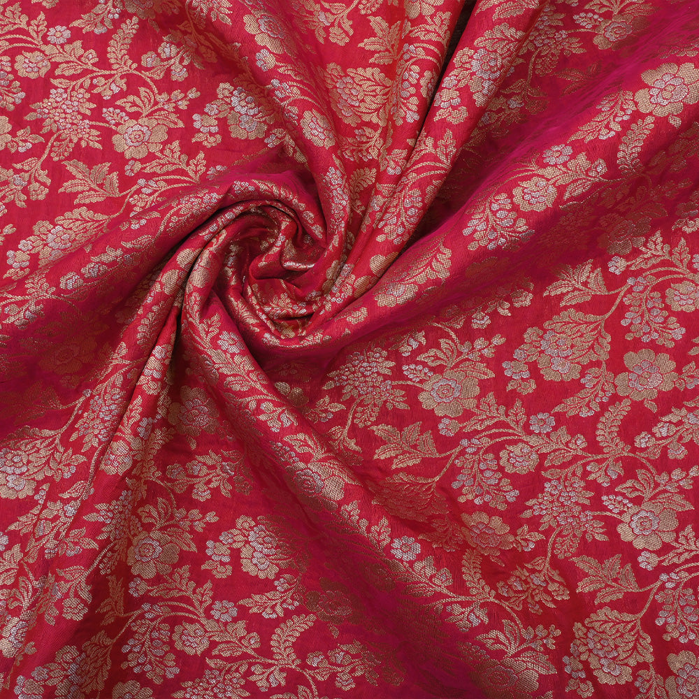 Magenta Pink Banarasi Silk Fabric