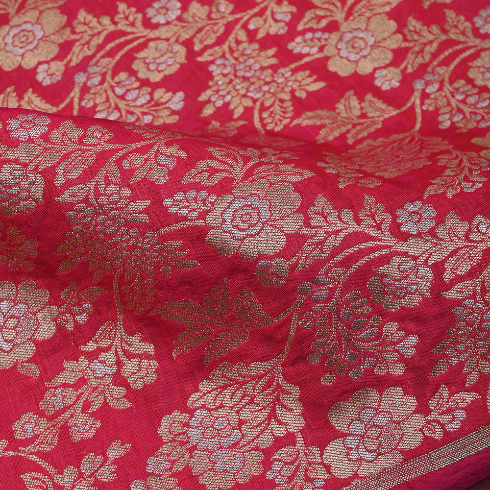 Magenta Pink Banarasi Silk Fabric