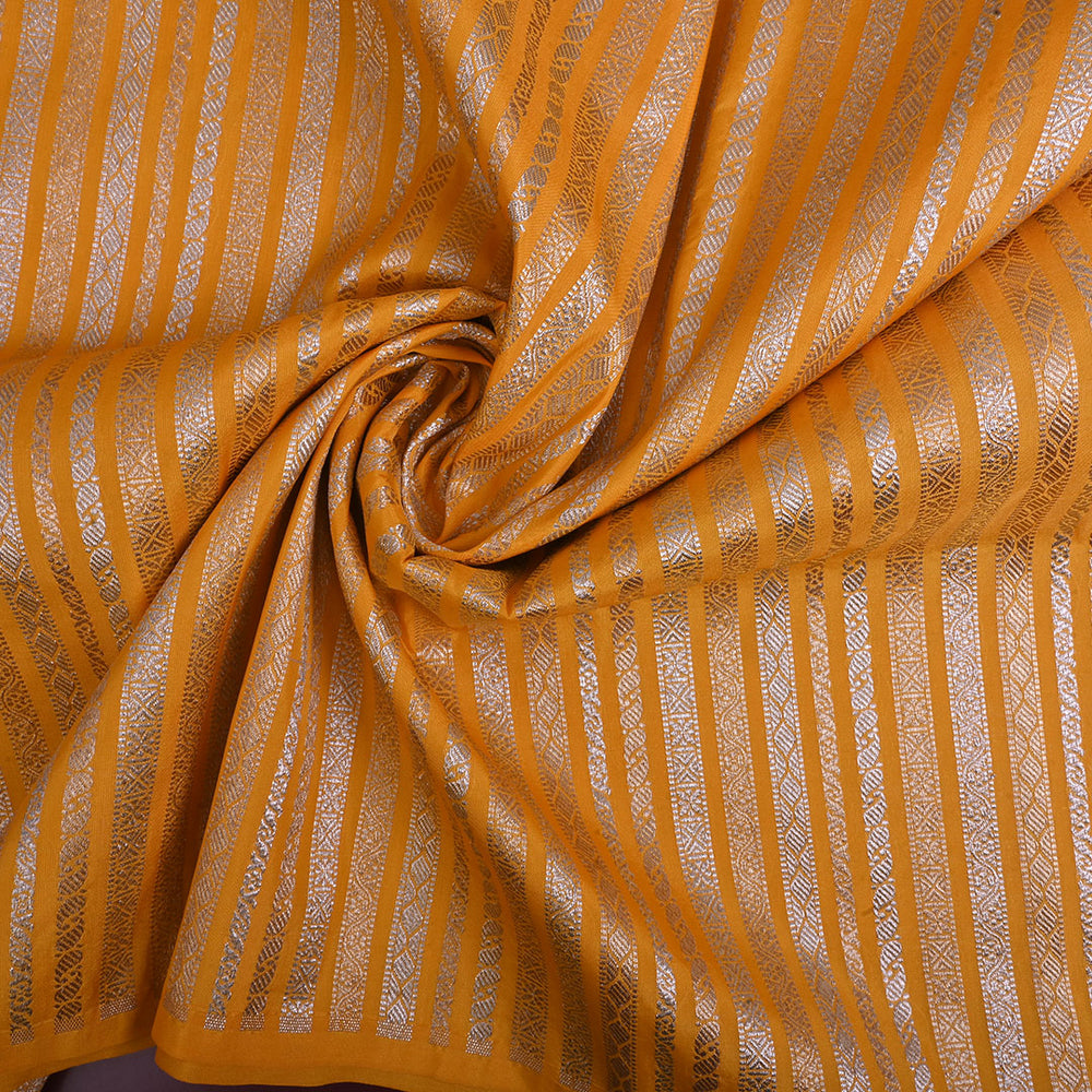 Bumble Bee Yellow Jamawar Banarasi Silk Fabric