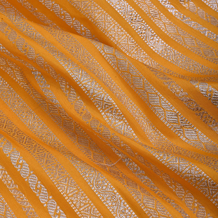 Bumble Bee Yellow Jamawar Banarasi Silk Fabric