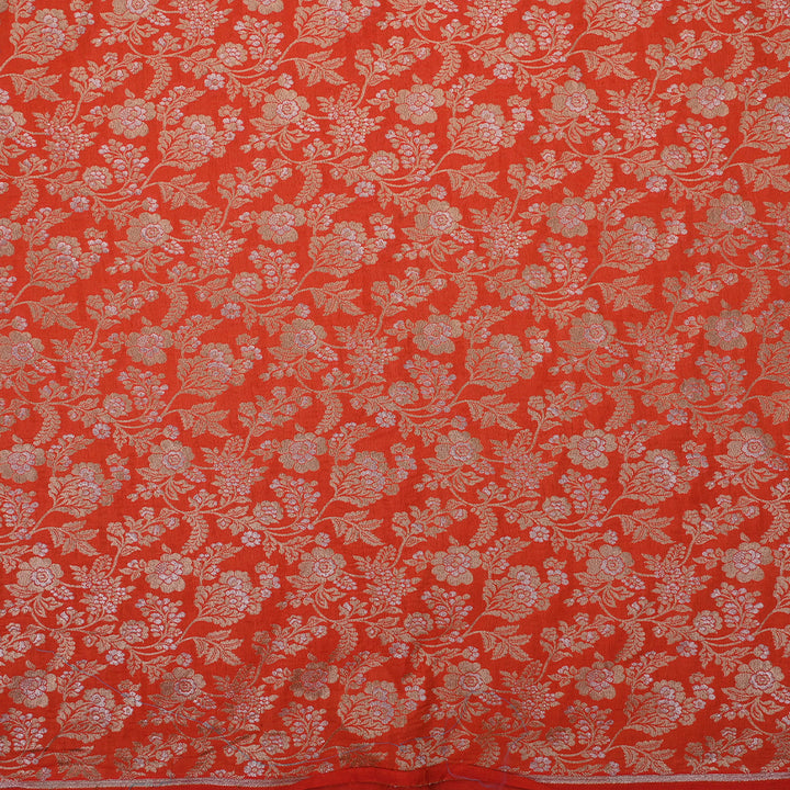 Pumpkin Orange Banarasi Silk Fabric