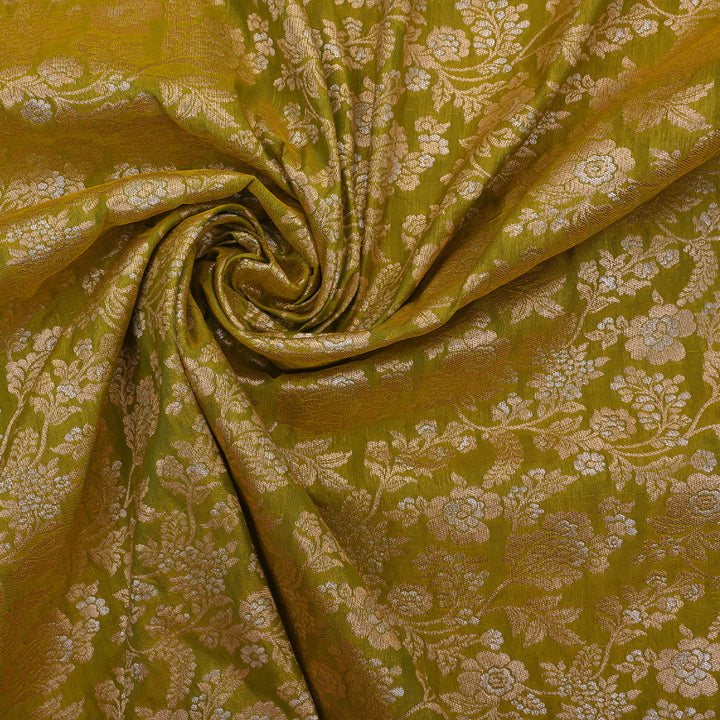 Olive Green Banarasi Silk Fabric