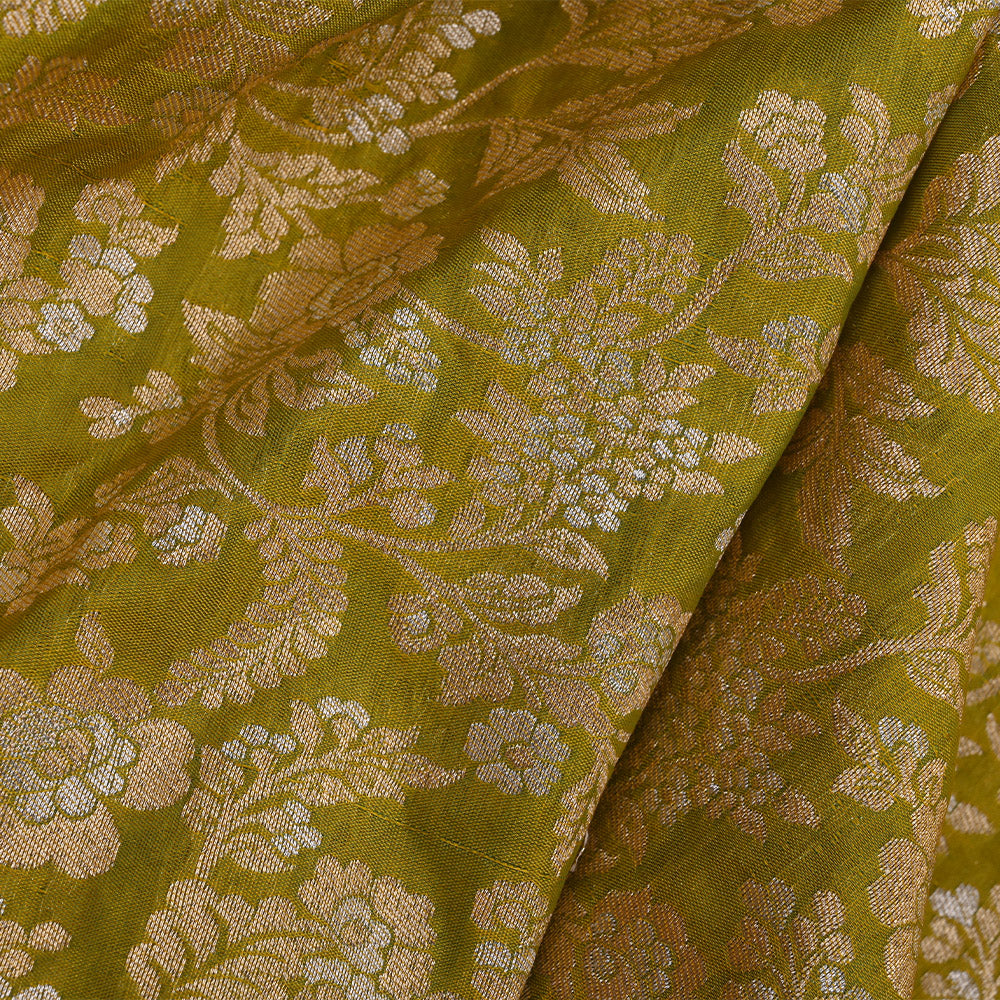 Olive Green Banarasi Silk Fabric