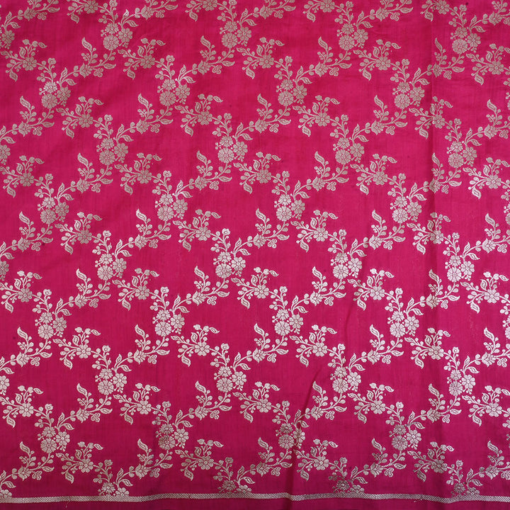 Rani Pink Jamawar Banarasi Silk Fabric