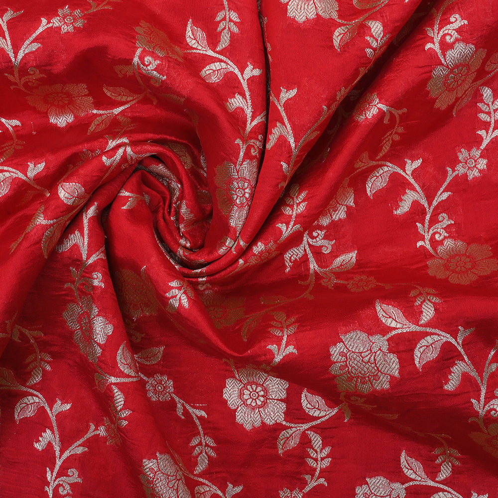 Persian Red Banarasi Silk Fabric