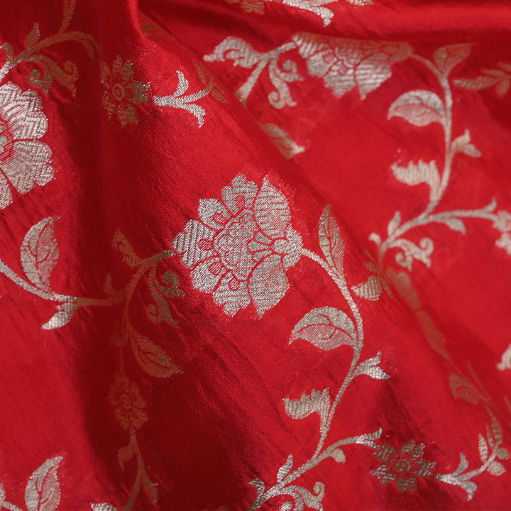 Persian Red Banarasi Silk Fabric