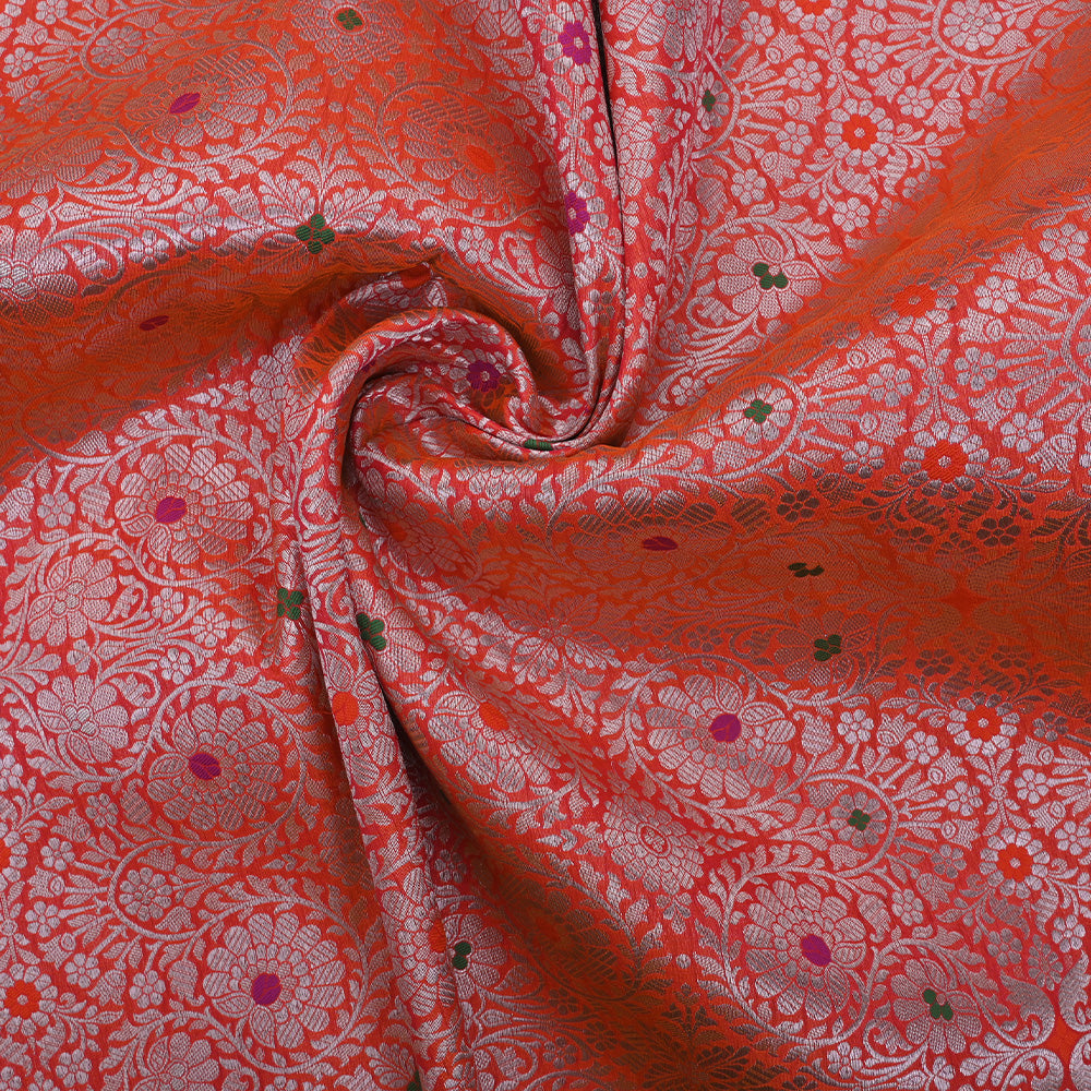 Scarlet Red Banarasi Silk Fabric