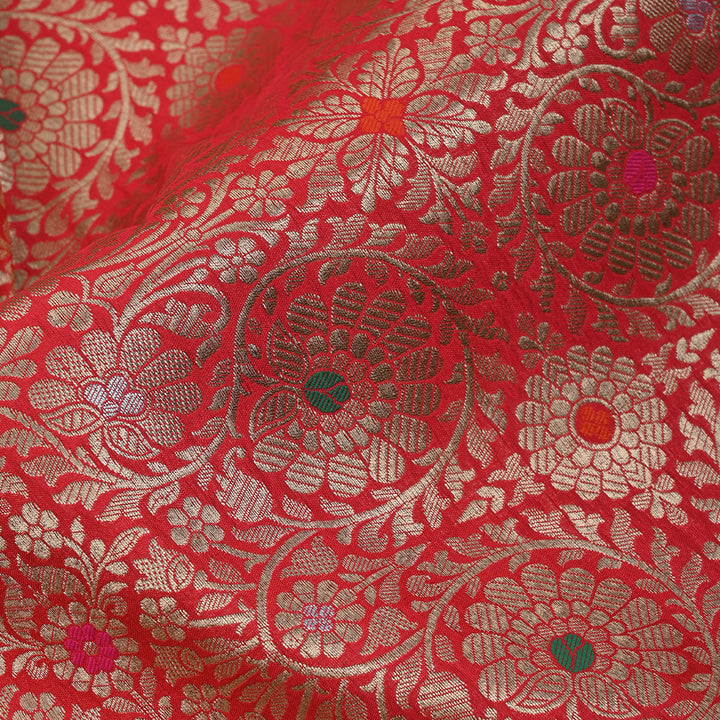 Imperial Red Banarasi Silk Fabric