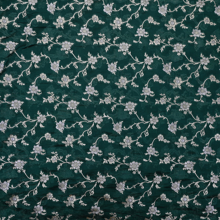 Deep Bottle Green Banarasi Silk Fabric