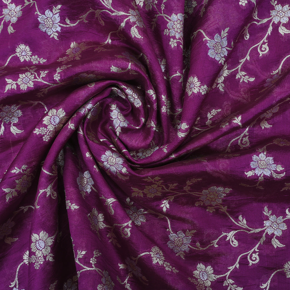 Deep Purple Banarasi Silk Fabric