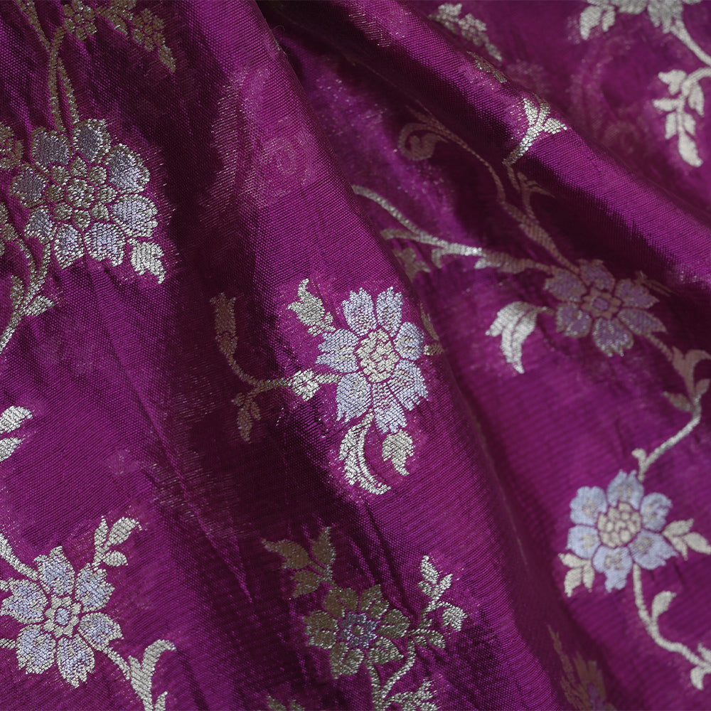 Deep Purple Banarasi Silk Fabric