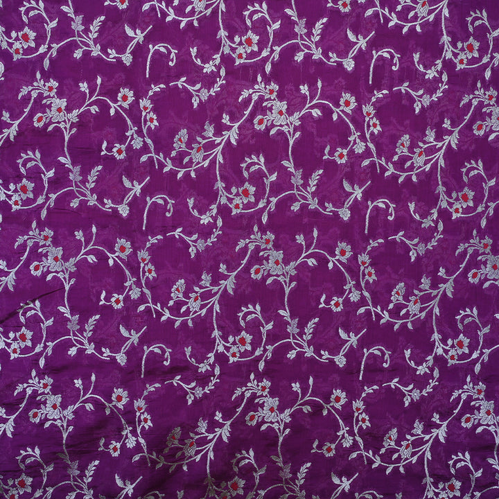 Dark Magenta Purple Banarasi Silk Fabric