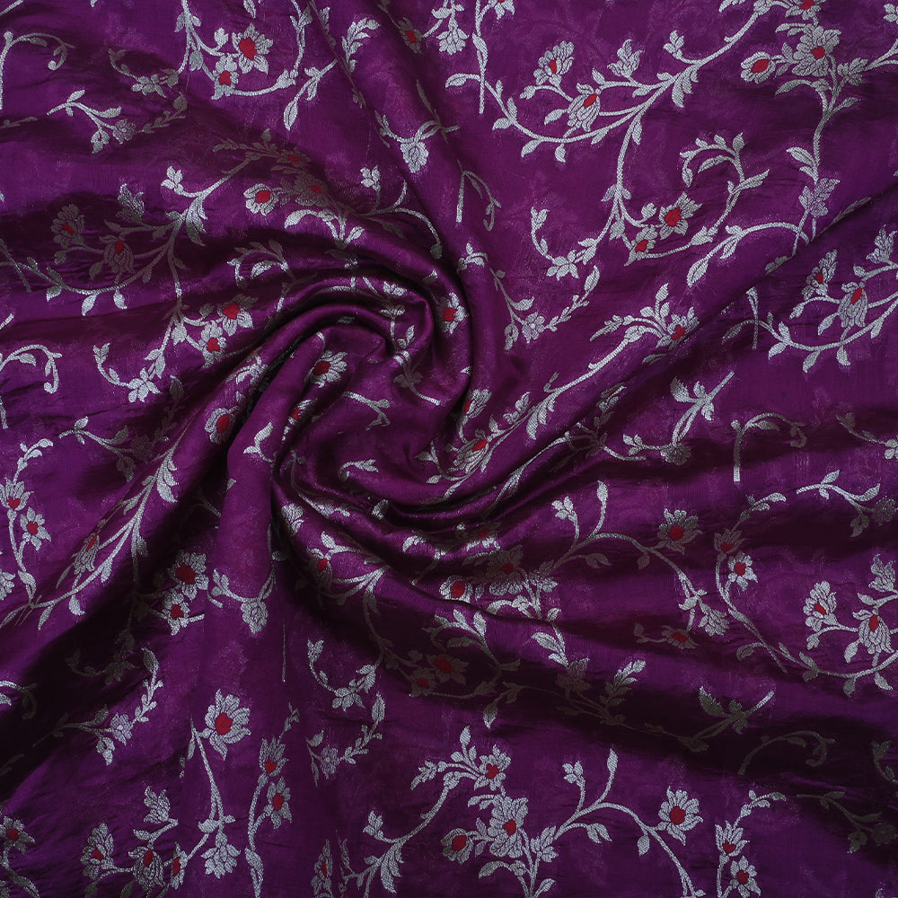 Dark Magenta Purple Banarasi Silk Fabric