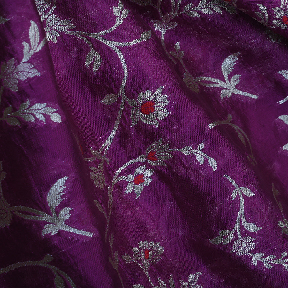 Dark Magenta Purple Banarasi Silk Fabric