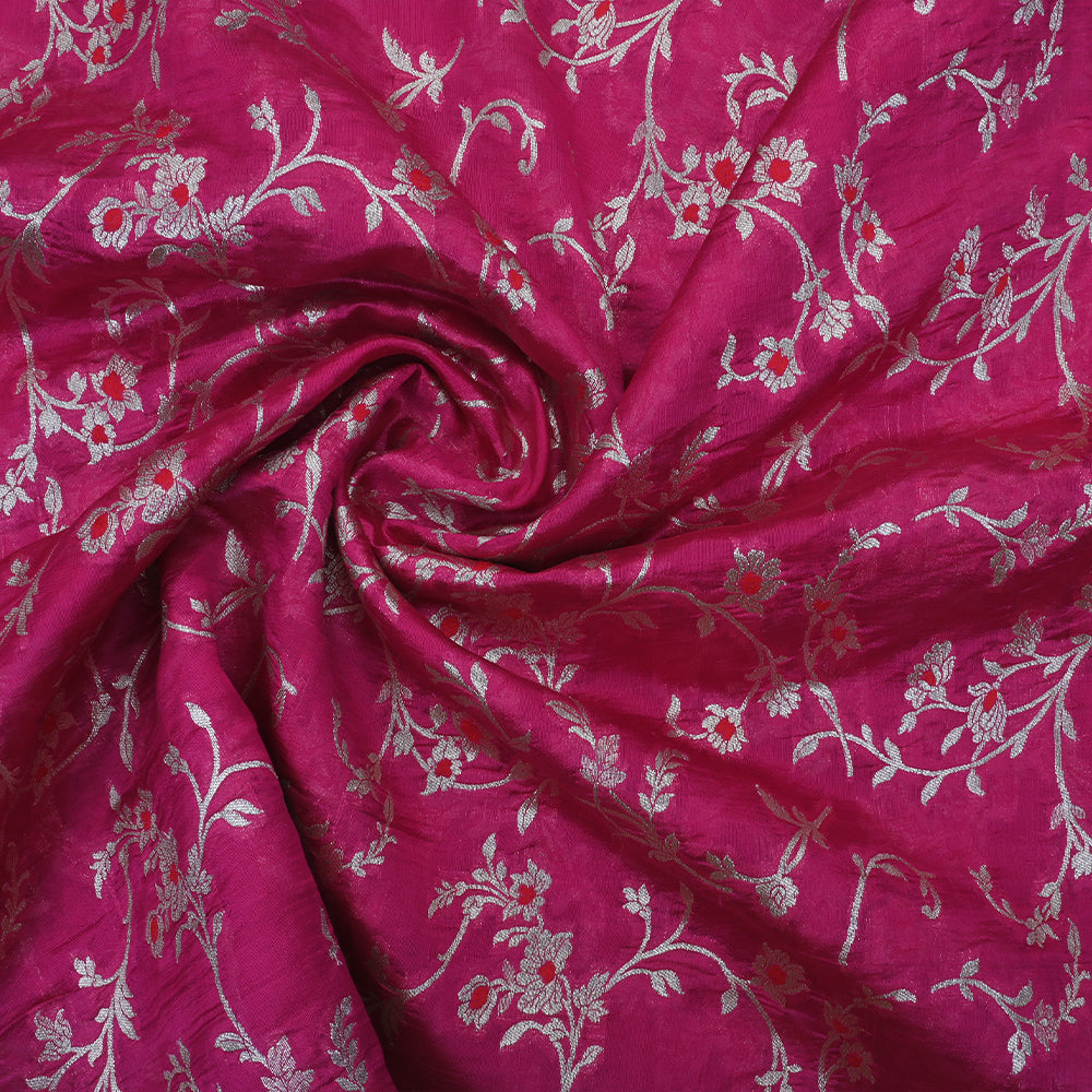 Steel Pink Banarasi Silk Fabric