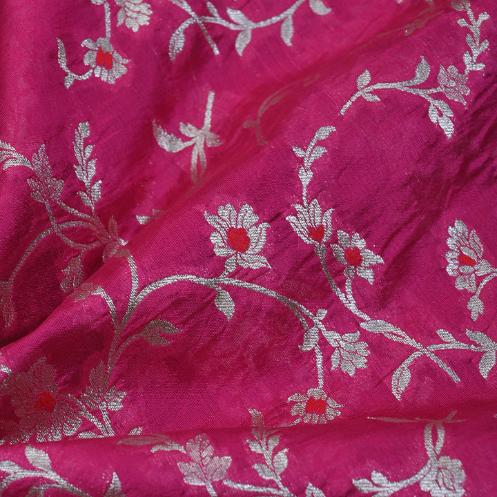 Steel Pink Banarasi Silk Fabric