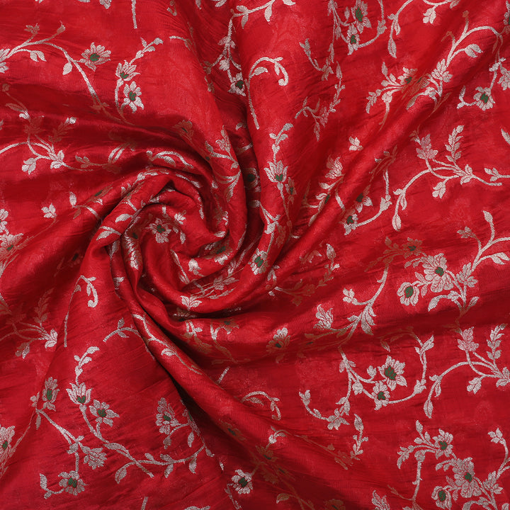 Alizarin Crimson Banarasi Silk Fabric